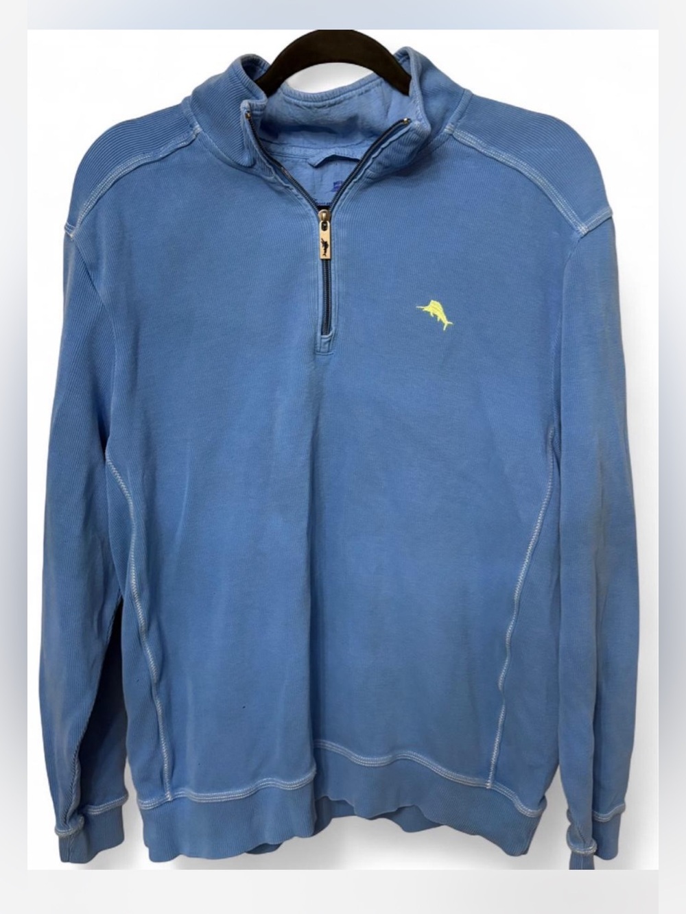 Tommy Bahama Blue 1/4 Zip Pullover with Yellow Logo